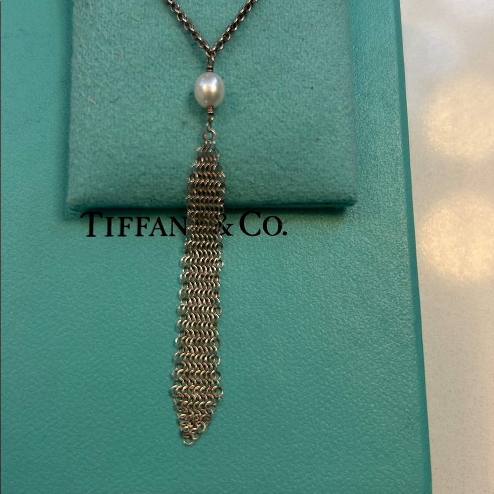 Tiffany & Co. Silver Necklace with Pearl Drop - Picture 3 of 3
